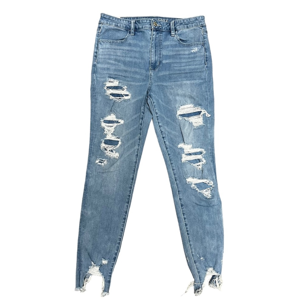 American Eagle Light Wash Super Hi Rise Jegging Size 12 Reg